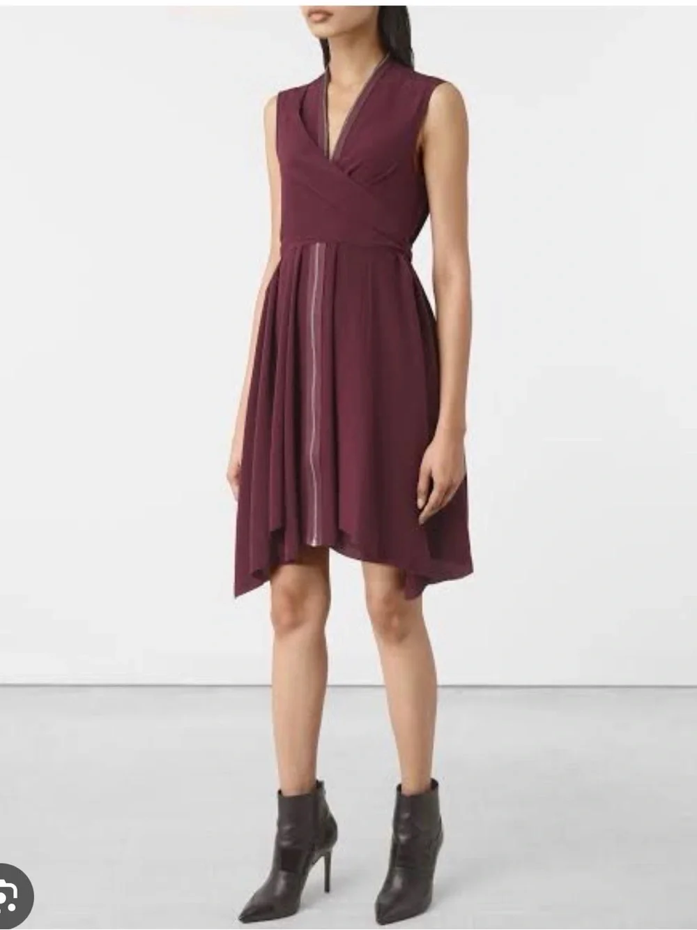 AllSaints Jayda Silk Dress size 6 in oxblood burgundy red